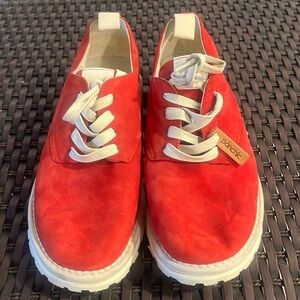 Panchic women suede red lace up. Sneakers size 9 made Italy
